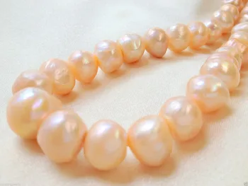 

Miss00151 Genuine Freshwater Pearl Cultured Loose Bead Pink Round Potato A+ 15''