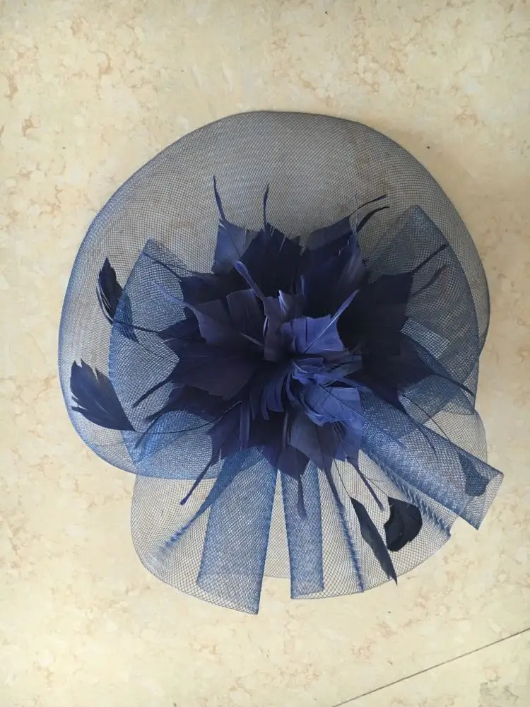 White Wedding Hats for Bridal Feathers Beaded Elegant Fascinators for Women Formal Party Hair Accessories SH44