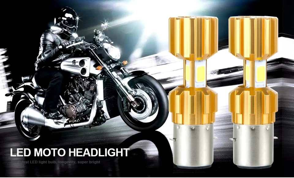 Foxcncar LED BA20D COB LED Motorcycle Headlight High Low Beam Light 3500lm Super Bright White Motorbike Head Lamp Bulb faro moto