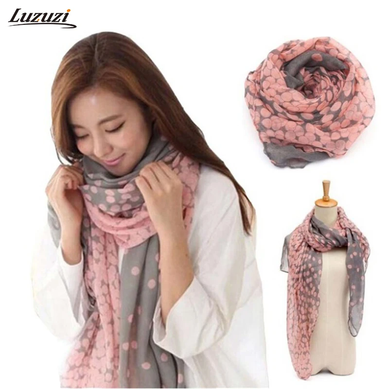 Шарф В Горошек женский большой длинный вуаль шарфы шали Foulard Femme 165*80 см Z503 1 шт.|foulard
