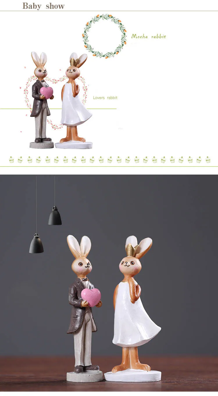 Украшения для сада кролика из смолы, милые миниатюрные фигурки маленького кролика, подарок на день рождения, настольные украшения-кролики