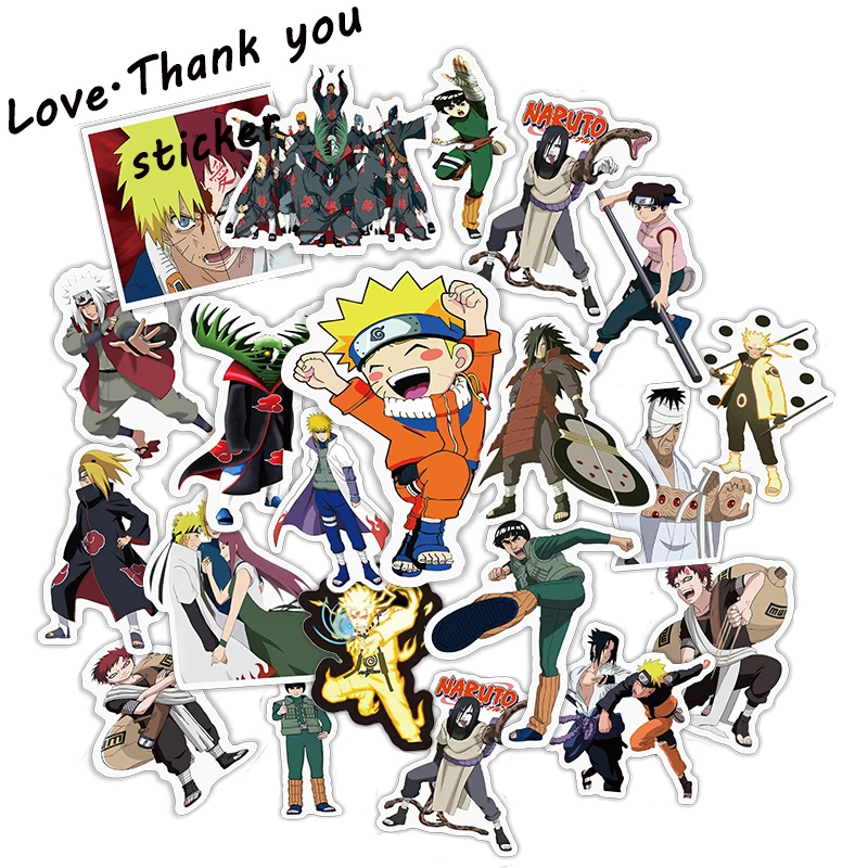 HOT 49 Pcs Japan Anime Naruto Sticker For Laptop Luggage Car Skateboard Guitar Fridge Decal Toy For Kid Best Gifts