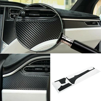 

4pcs/set Carbon Fiber Kits Set Car Interior Sticker Moulding Parts Trim For Tesla Model X S Dashboard Central Armrest