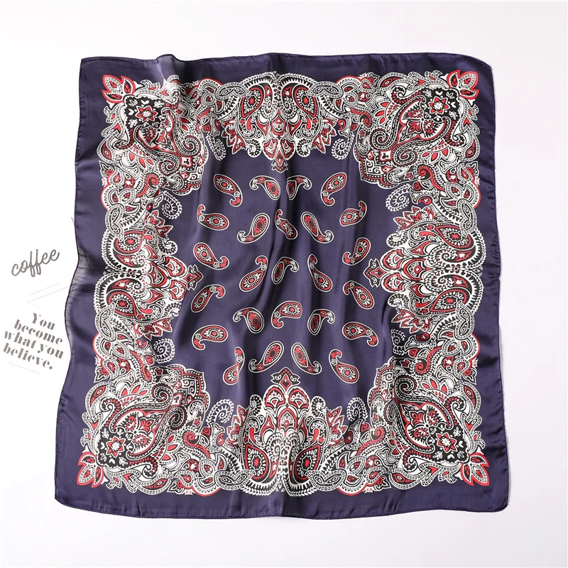 

Women's Square Silk Scarf Print Summer Shawls and Wraps Female Small Office Scarf Foulard Bandana Headband Handkerchief 70*70CM