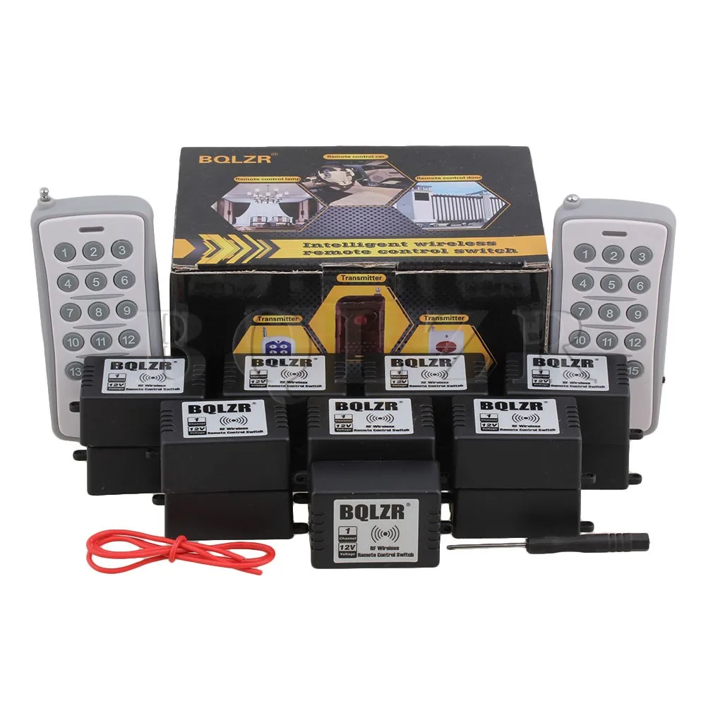 

BQLZR 150M Door 15 Receivers Grey-Key Remote Control Switch 12V 1CH 433MH