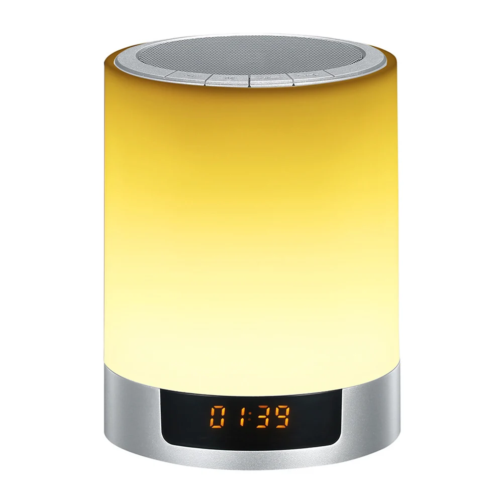 

Portable Music Player Handsfree Bluetooth Speaker Wireless Stereo Table Lamp Mini Color Change Alarm Clock LED Light Bedside