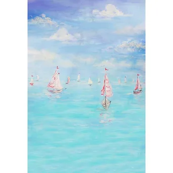 

Vinyl Sea Sky Sailboat Photography Backdrop children newborn photography Backgrounds For Photographic