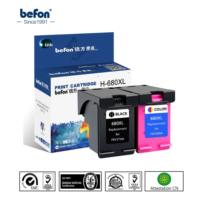 

befon Compatible 680XL Ink Cartridge Replacement for HP 680 HP680 for Deskjet 2135 2136 2138 3635 3636 3835 4535 4536 4538 4675