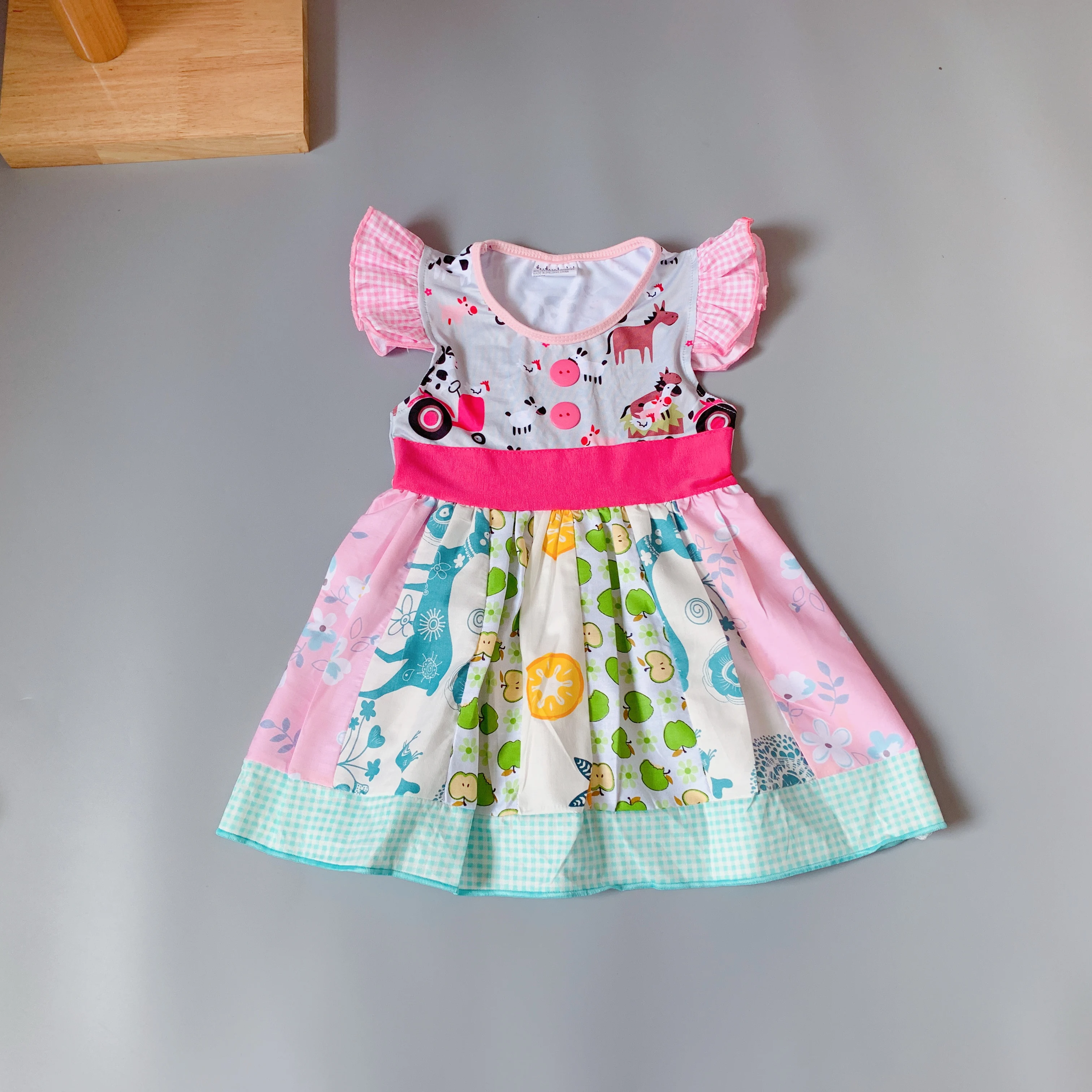 

Summer Clothing with Children Multicolour Printed Baby Girls Dress for party present Cow dress