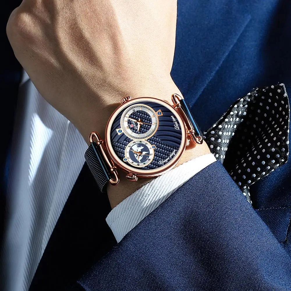 Наградные мужские часы, ультра-тонкие водонепроницаемые кварцевые часы для мужчин, двойной дисплей времени, Топ бренд, спортивные наручные часы, мужские часы