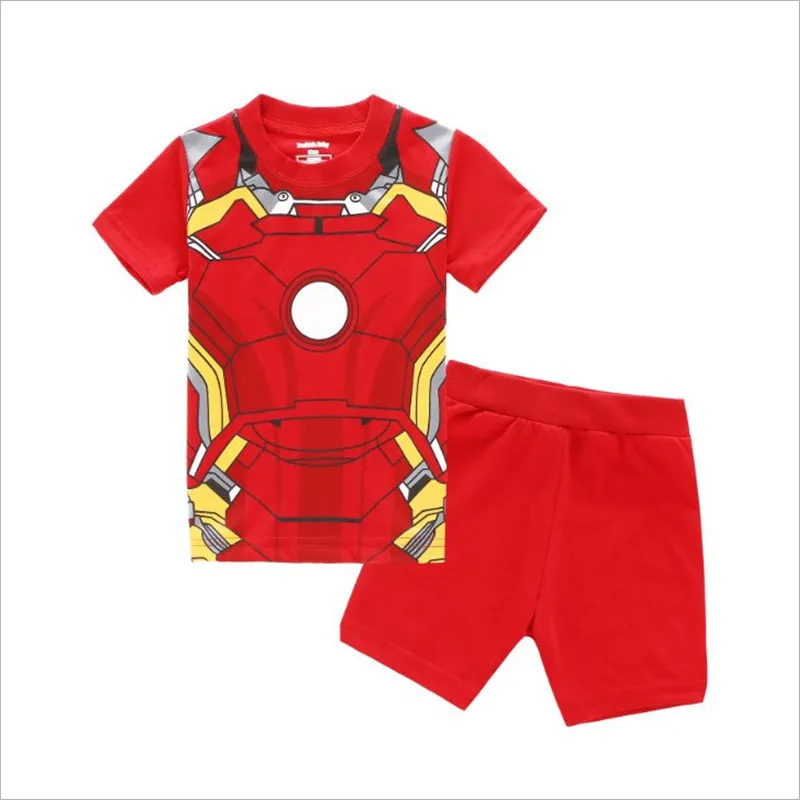 

Superhero iron man Cosplay boys Pajamas T-shirt 2-8Y Sleepwear Suit for Children Boys T shirts with pants gifts beach Clothes