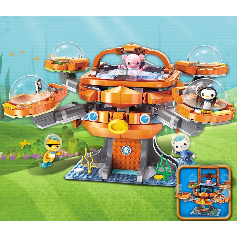 Octonauts собрать игрушка Развивающие игрушки для детей Кирпич замок осьминога Акула