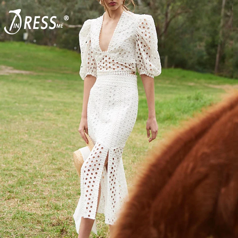 Женский Кружевной Костюм INDRESSME комплект из 2 предметов с пышными рукавами