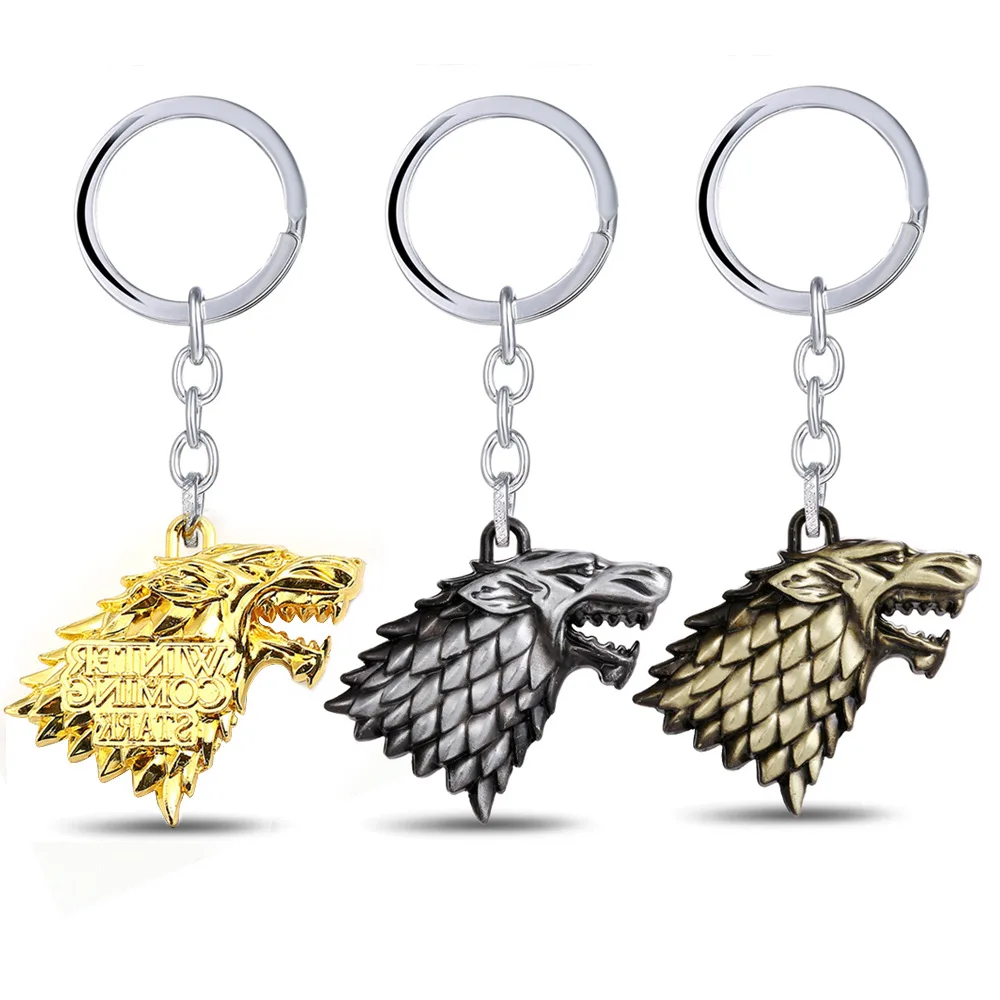

Game of Throne Keychain Wolf Head House Stark Key Chain Song Of Ice And Fire Key Rings Holder Gift Chaveiro Men Jewelry