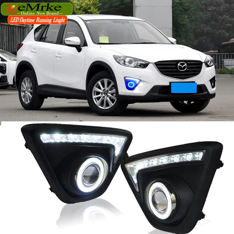 EeMrke светодиодный Габаритные огни Ангел глаз DRL для Mazda CX-5 CX5 Maxx H11 55 W галогенная противотуманных фар наборы ламп