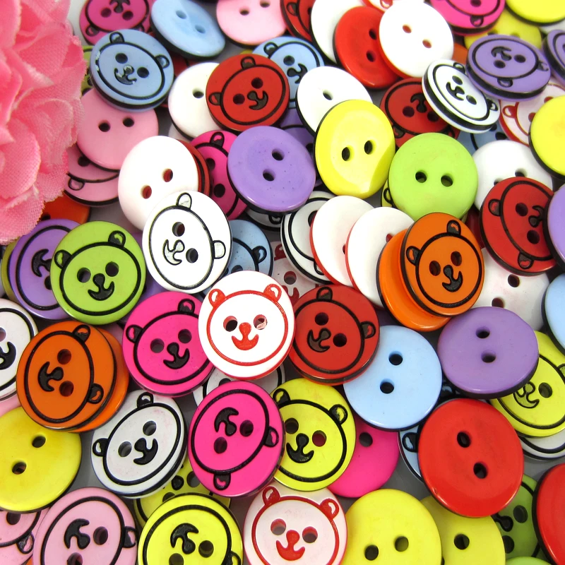 100Pcs 1/2&quot Mixed Colors 2-Holes Bear Buttons Resin Button Fit Sewing Craft Scrapbooking 12.0mm buttons | Дом и сад