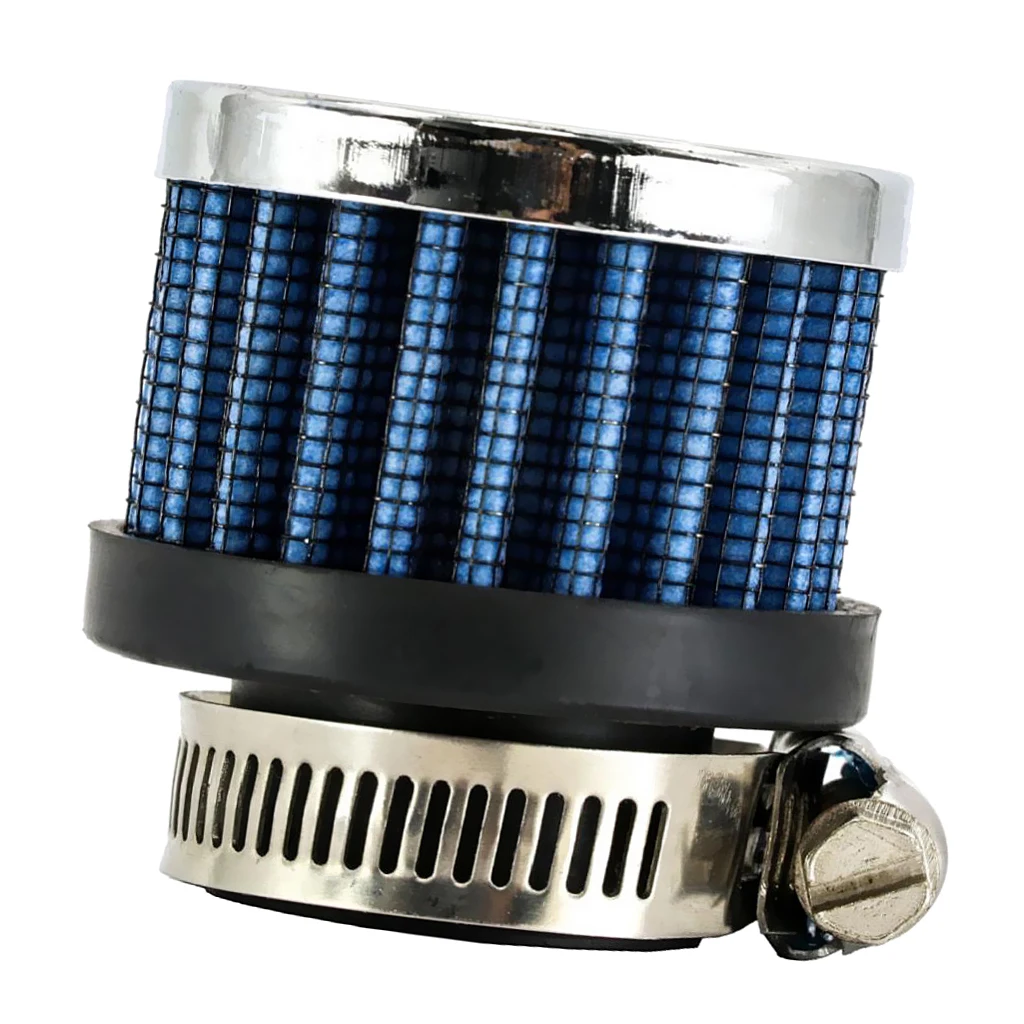 

High Flow Universal Aluminium Alloy Air Filter Motorcycles Washable Cold Air Intake Filter Cone 25mm For OE PCV Systems Blue