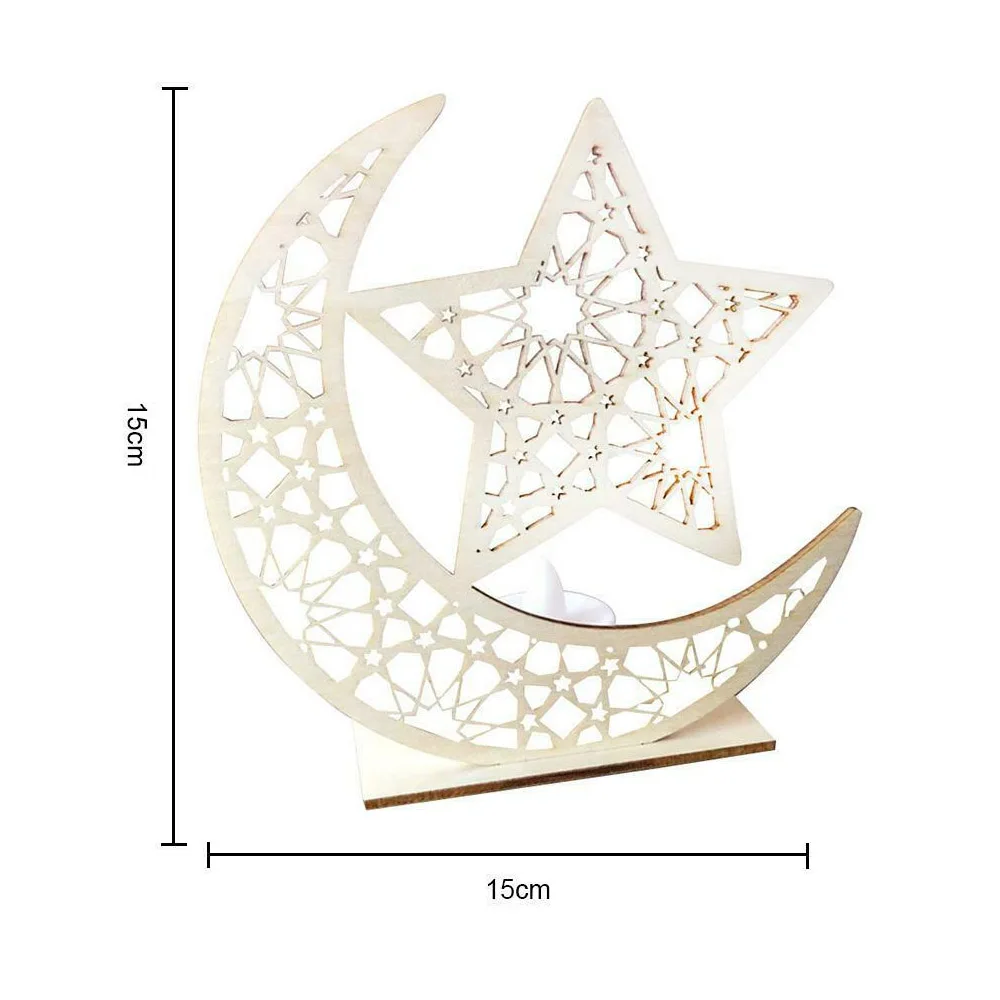 Лампа со светодиодными свечами деревянный лунный Звездный праздничный светильник украшение стола EidMubarak светильник ing Рамадан светильник
