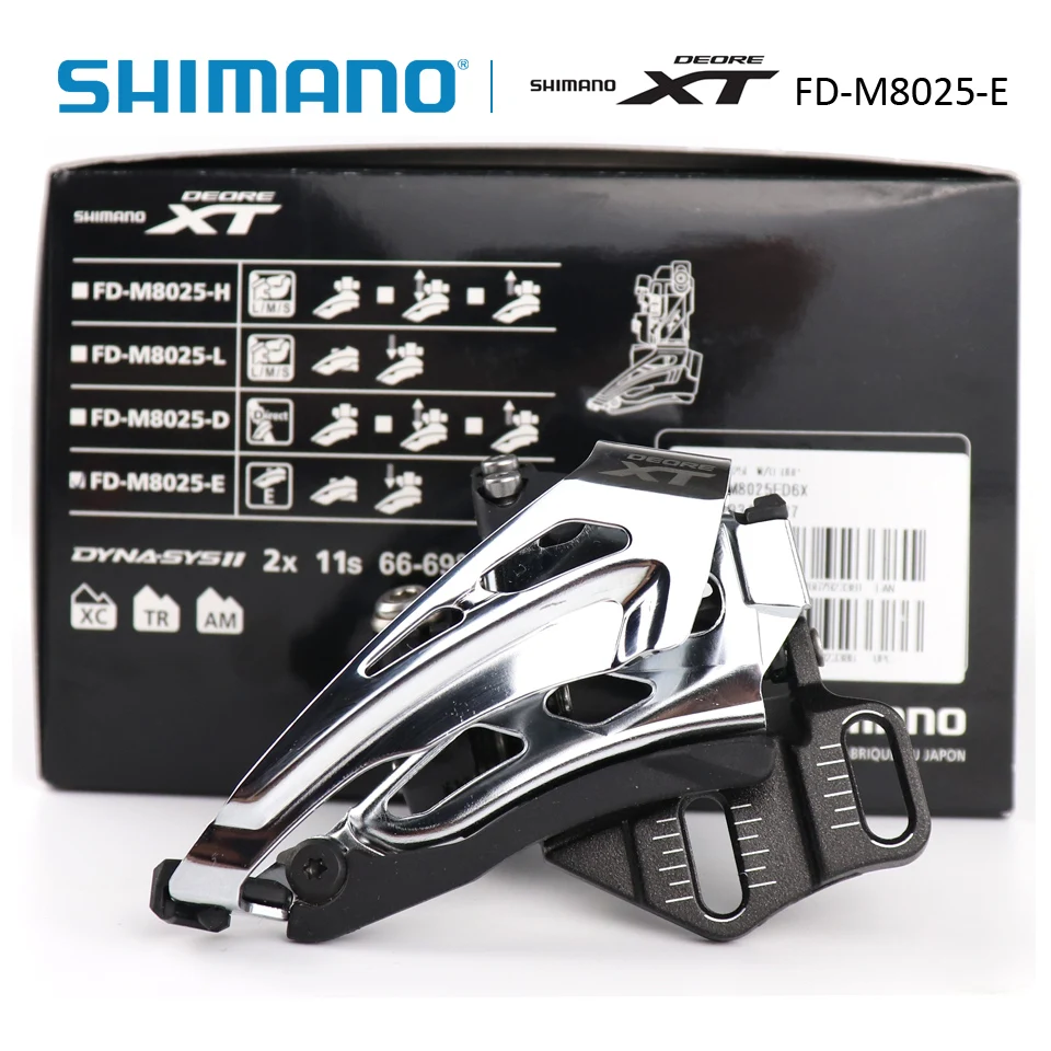 Low Clamp Shimano XT M8025-L Band On 2x11 Front Derailleur Black/Silver FD-M80 