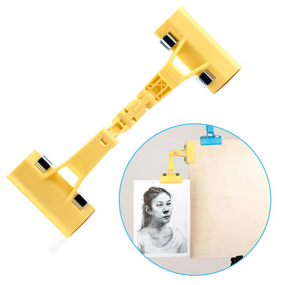 

Double Head Rotatable Picture Copy Holder Painting Clip Clamp for Artist Easels Sketch Drawing Boards Random Color