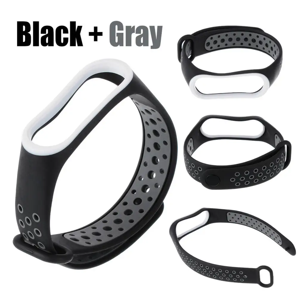 Fashion WatchBand For Xiaomi Mi Band 3 4 Double Color Silicone Bracelet Wrist Strap Watch Band Replacement Wrist bands