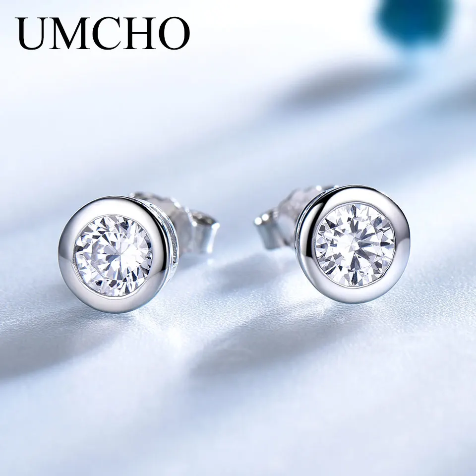 

UMCHO Solid Real 925 Sterling Silver Jewelry Fine Stud Earrings For Women Elegant Anniversary Wedding Gifts Fine Jewelry