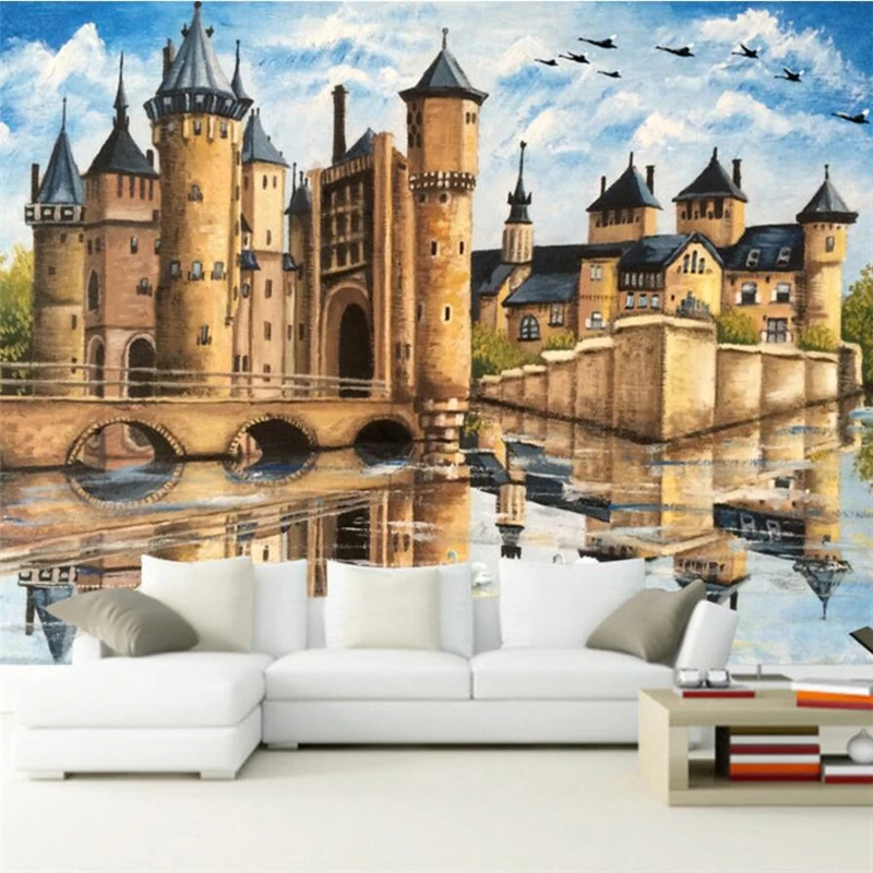 wellyu papier peint wallpaper for walls 3 d Custom European castle oil painting backdrop 3d wallpapers behang | Обустройство дома