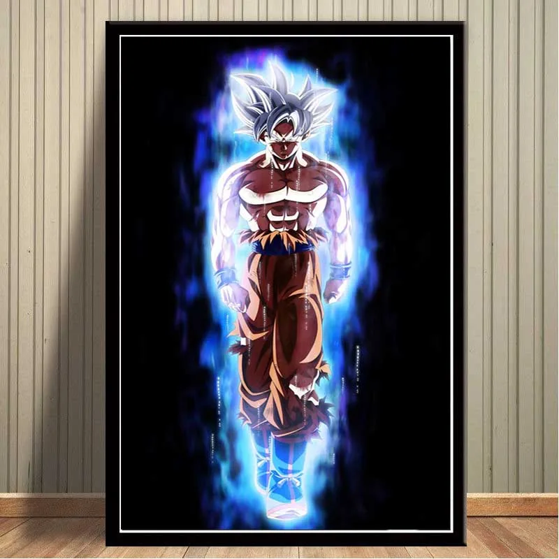 FX060 Dragon Ball Super Ultra Instinct Goku Япония Аниме Комикс горячий плакат искусство шелковые светлые холщовые современная домашняя, комнатная, настенная Печатный Декор - Цвет: Белый