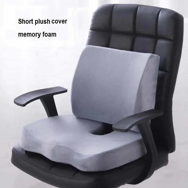 

Chair Seat Cushion and Back Pillow Set Mesh Memory Foam Fit Body Spine Curve for Coccyx Pain Back Pain Correct Posture Pillow