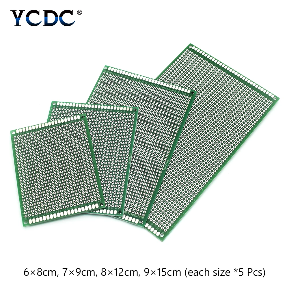 

4 Sizes Mixture PCB Proto Circuit Board Double-sided Strip Breadboard 20Pcs very solid makes it very easy to solder components