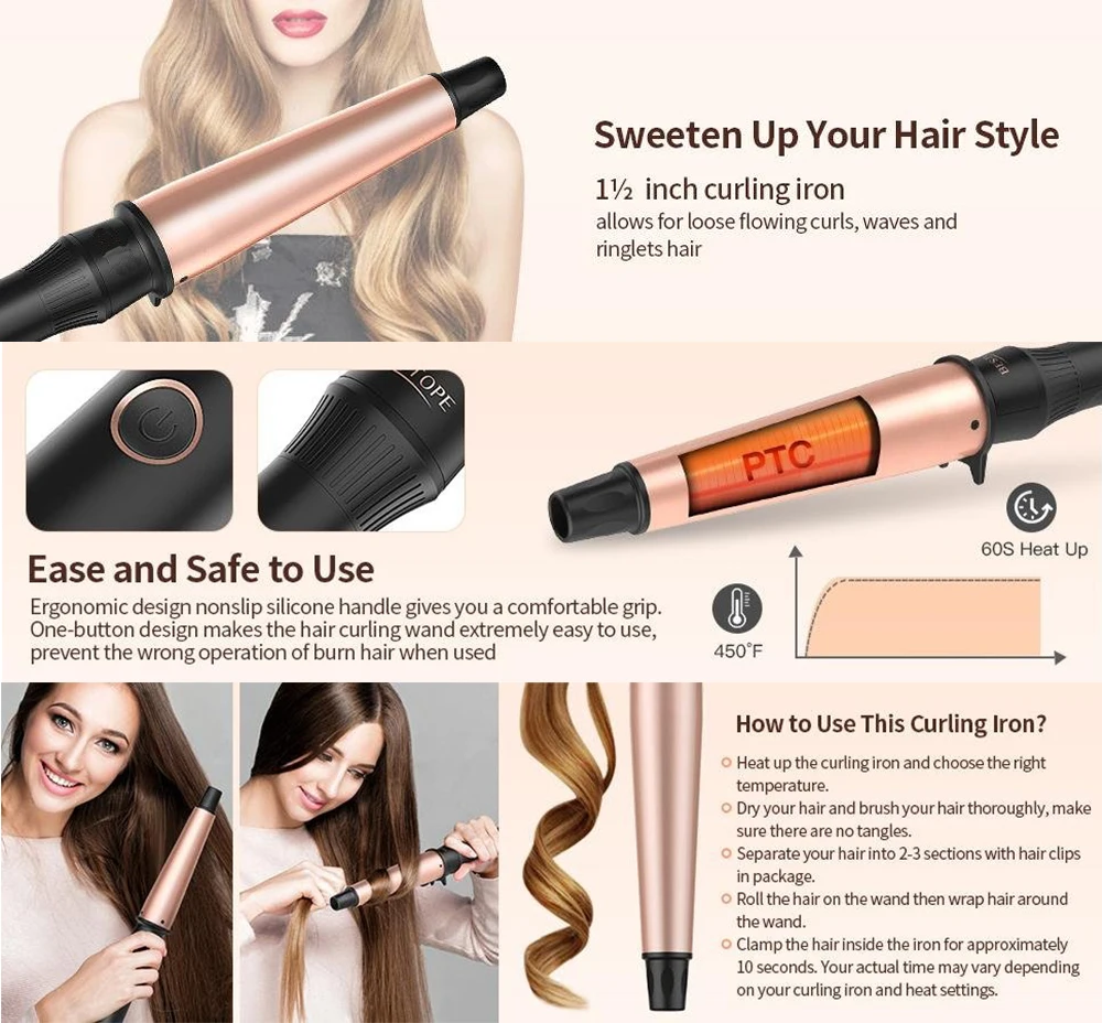 Murah Turmalin Ceramic Curling Iron 1 1.5 Inch Rambut Waver Pear Bunga Cone Elektrik Rambut Curler Alat Penggulung Curling Wand Murah Turmalin Ceramic Curling Iron 1 1.5 Inch Rambut Waver Pear Bunga Cone Elektrik Rambut Curler Alat Penggulung Curling Wand
