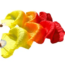 Стиль танец живота Шелковый веер настоящие шелковые длинные шелковые вееры ручной работы градиентные цветные танцевальные вентиляторы могут быть настроены