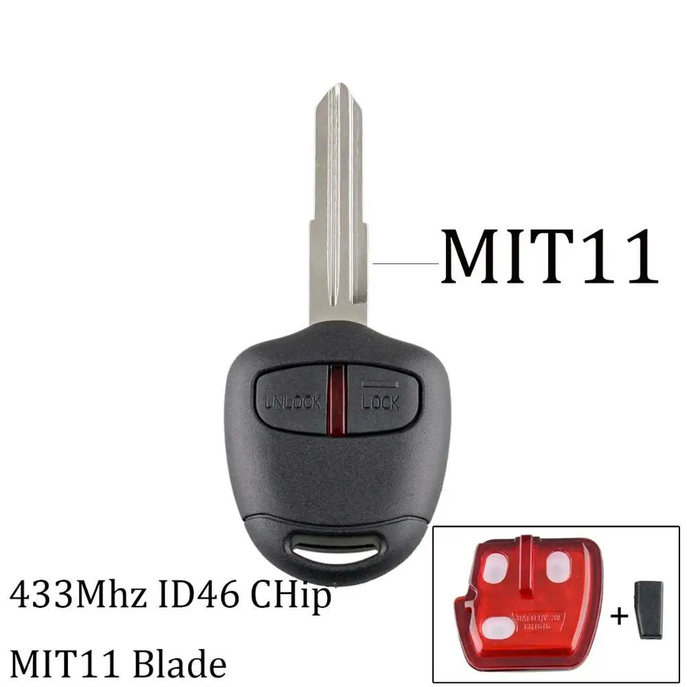 2B MIT11 Blade QWMEND 2/3 кнопки 433 МГц ID46 чип удаленный Управление, автомобильные аксессуары, брелок для Защитные чехлы для сидений, сшитые специально для Mitsubishi Lancer Outlander Shogun Pajero MIT11/MIT8 лезвие - Количество кнопок: 2B MIT11 Blade