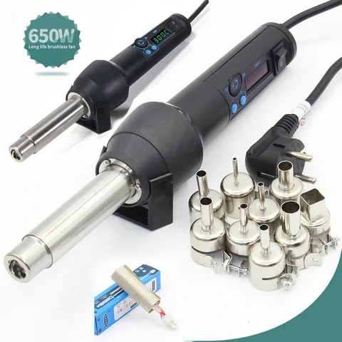 Eletrônico de Calor Riesba Ajustável Pistola ar Quente Desoldering Estação Solda ic Smd Bga Bico 8858 8018lcd 650 w Lcd