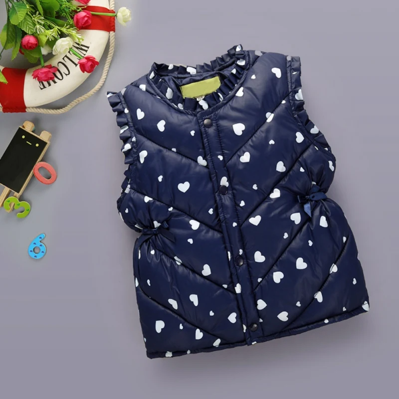 

Autumn Winter Vest Children's Girls Tank Top Waistcoats Heart Pattern Printed Free Style Kids Girls Autumn Clothing