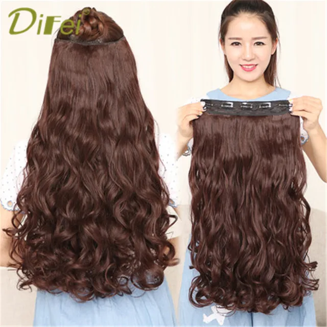 Difei Long Wavy Hair Extension 5 Clip High Temperature Synthesis
