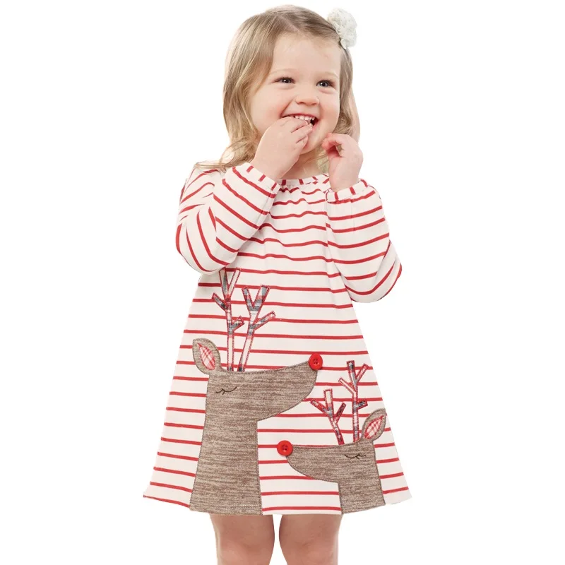 Toddler Baby Kids Girls Santa StripedChristmas Outfits Clothes Princess Dress 