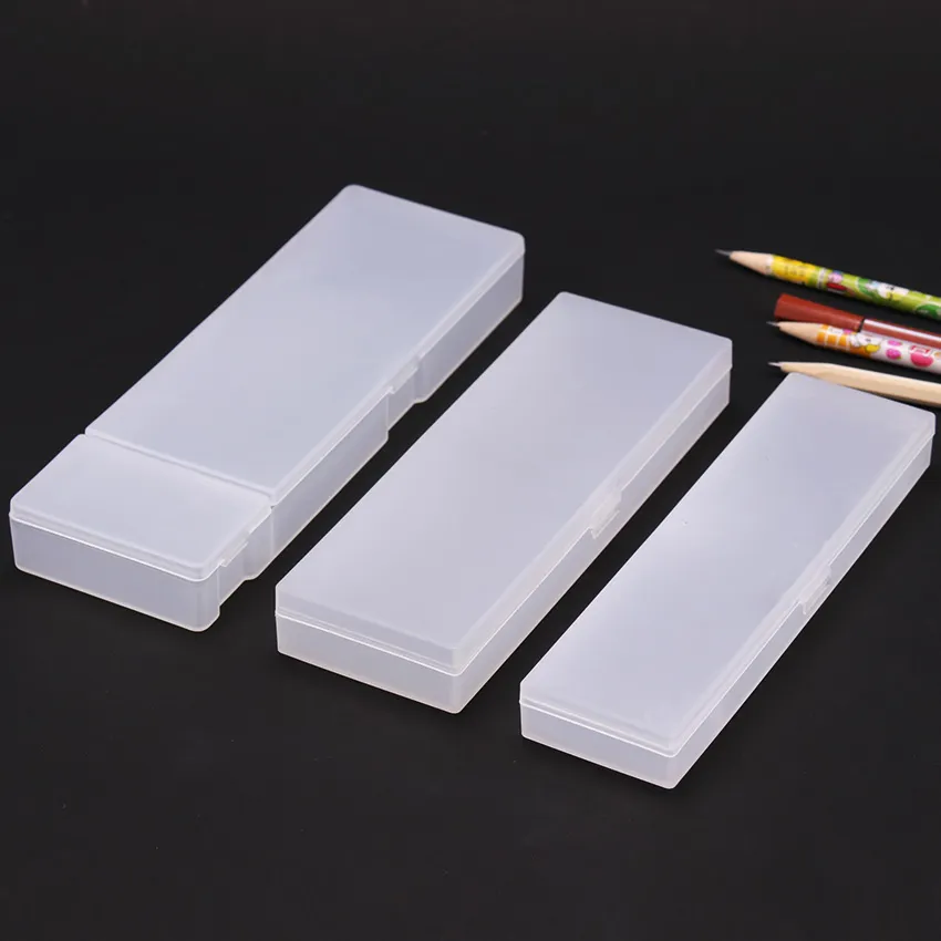 Simple Transparent Pencil Case Frosted Plastic Pencil Pens Storage Box Stationery Office Supplies