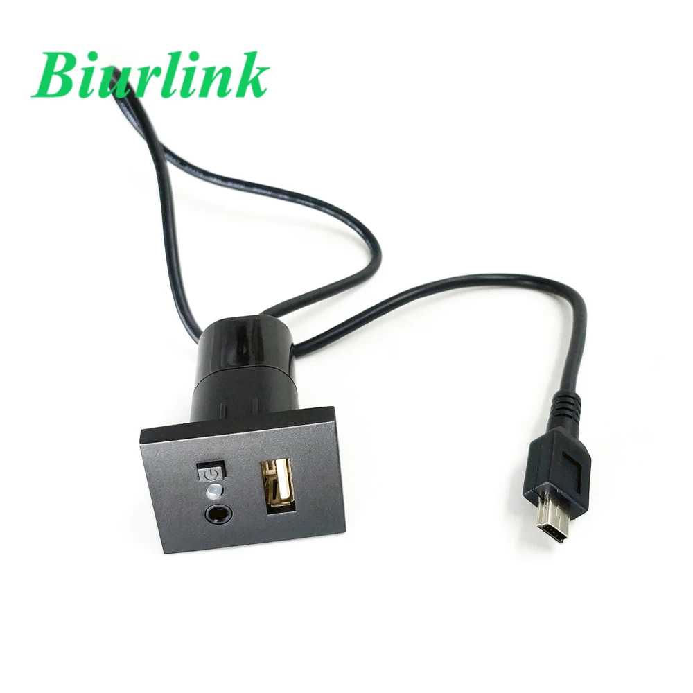 

Biurlink 2 in1 AUX USB Interface Slot Button Knob With Mini USB Cable Adapter For Ford Focus