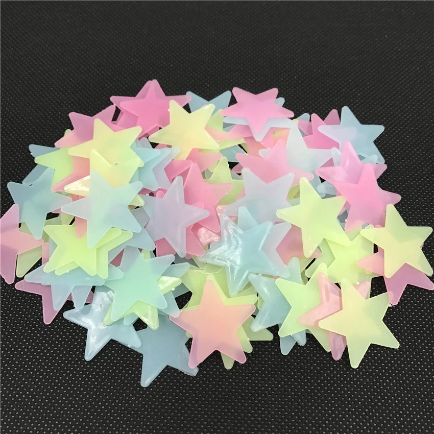 50pcs 3D Stars Glow In The Dark Wall Stickers For Kids Baby Room Bedroom 