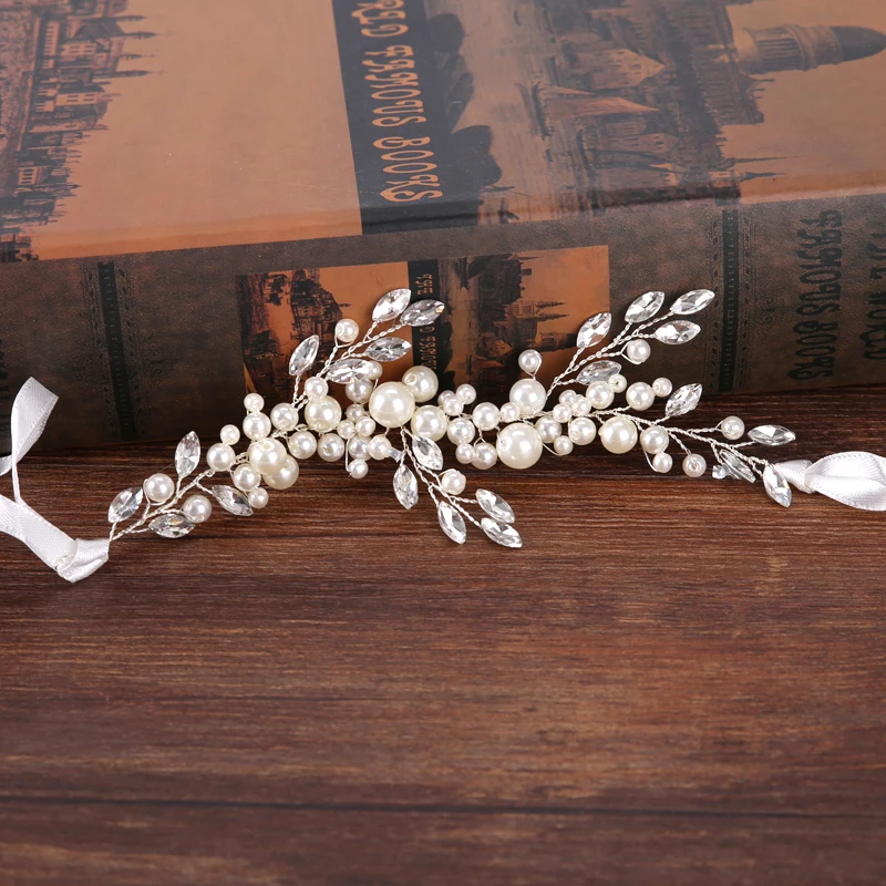 Elegant Tiara Hairwear Pearl Headband Bridal Crystal Hair Jewelry Wedding Headbands Romantic Bridal Head Chain Headdress - Image 5