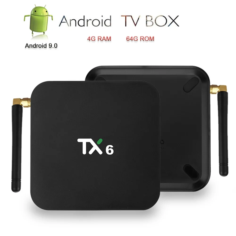 

TX6 Android 9.0 TV Box 4K IPTV Smart Box Allwinner H6 Set Top Box With Antenna 2.4G/5GHz Dual WiFi 4G RAM 64G ROM Tanix Box