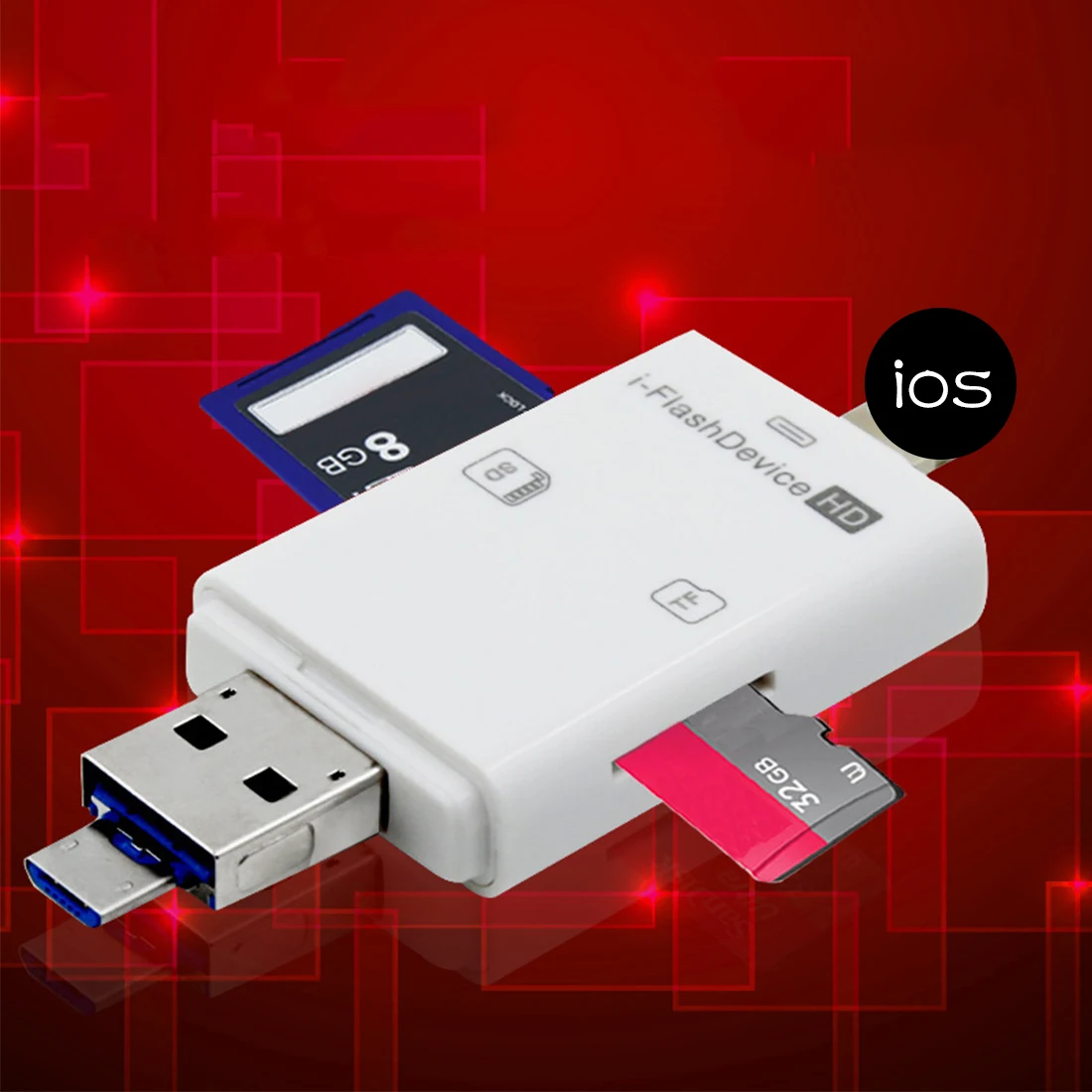 

NOYOKERE 3in1 Micro USB Reader Micro SD SDHC TF SD Card For iPhone 5/5s/6/6 7 plus/ipad pro air/Samsung/LG/HTC Andrid OTG Phones