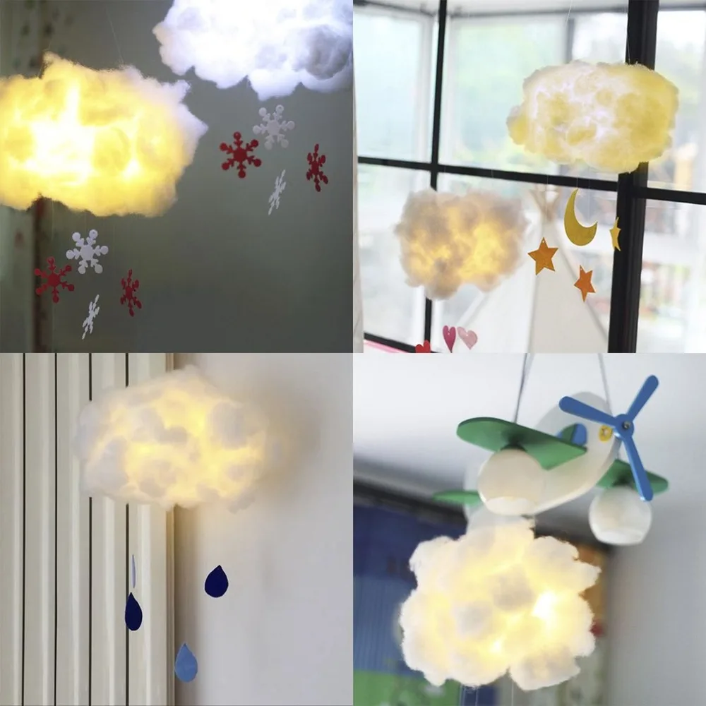 Us 9 69 20 Off Kawaii Cute Design Diy Handmade Cotton Cloud Light Hanging Lamp Cartoon Students Bedroom Corridor Party Decoration Night Light In Led