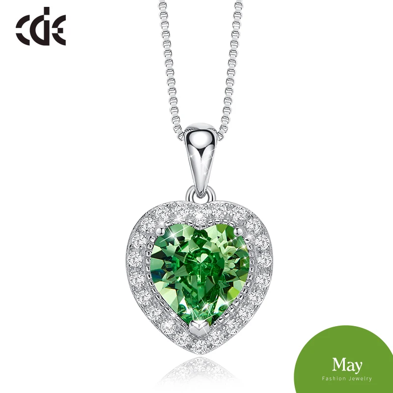 CDE 925 пробы ожерелье украшено кристаллами Swarovski Кулон ожерелье сердце ожерелье Любовь Ювелирные изделия воротник ювелирные изделия - Цвет камня: May