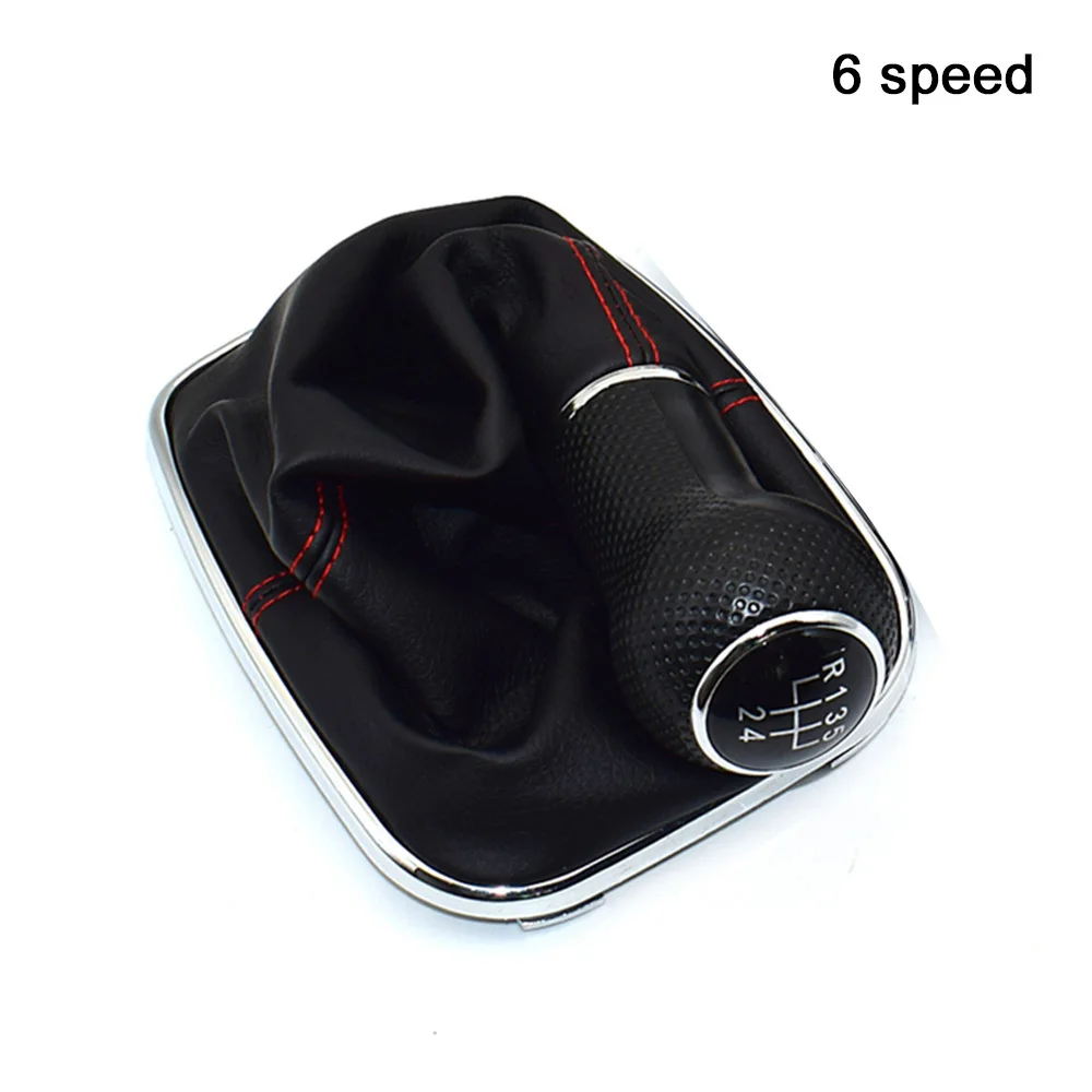 Hot 23mm For Golf 4 IV MK4 GTI R32 Bora Jetta 5/6 Speed Black Frame Gear Shift Knob Lever Gaiter Boot 1999-2004 - Название цвета: Red stitching