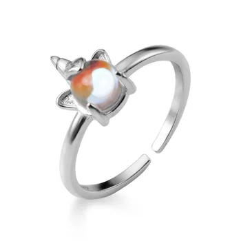 

925 Sterling Silver Fashion Ring Jewelry Open Unicorn Finger Ring for Women Girls Birthday Gift JZ446