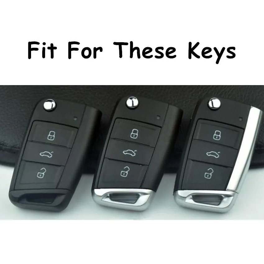For VW Polo Golf 7 Skoda Octavia Kodiaq Karoq SEAT Ateca Leon Key Cover Shell 3 Buttons Silicone Key Fob Case