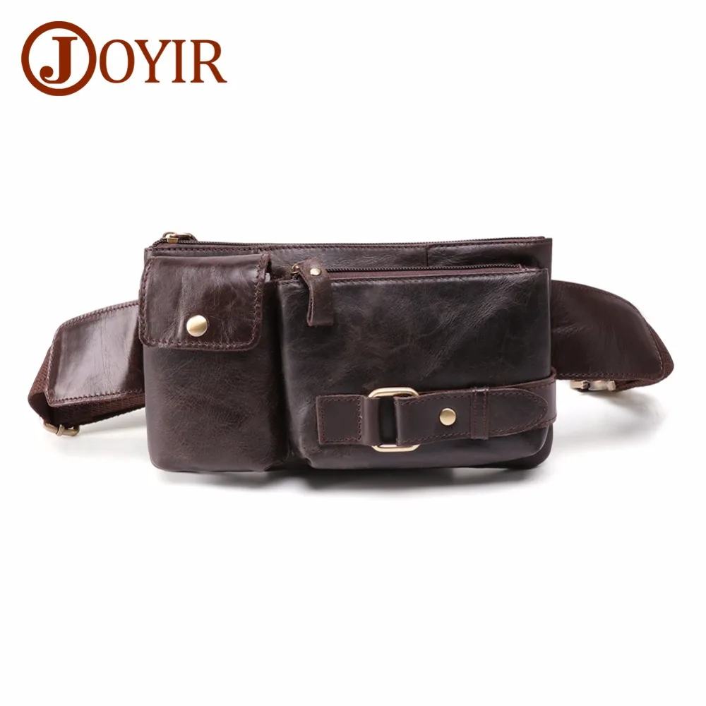 

JOYIR Genuine Leather Waist Bag Multi-function Men Waist Pack Funny Pack Belt Bag For Phone Pouch Bolso Men Vintage Chest Bag