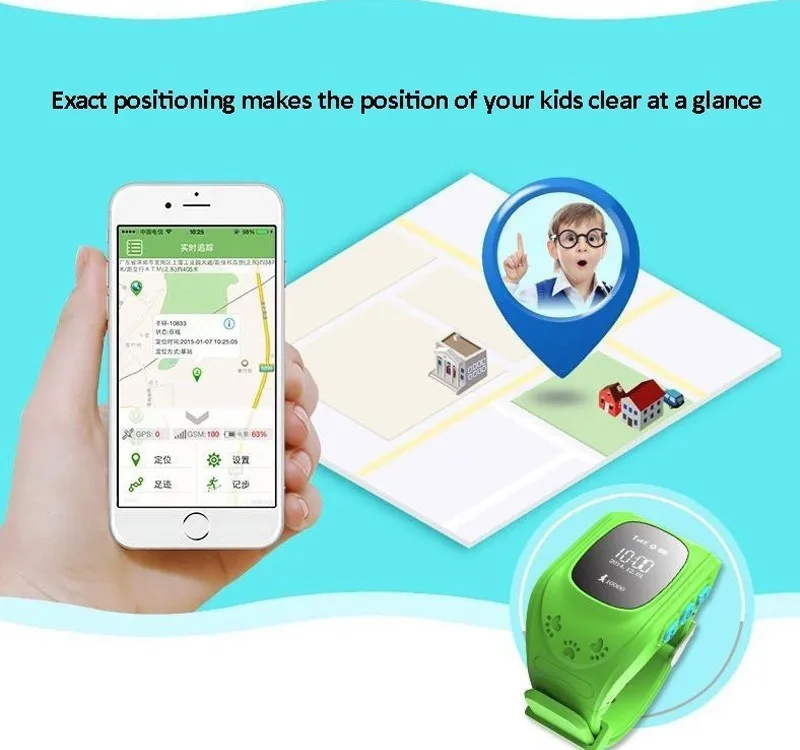 Spy GSM Smart Phone Watch Children Kid Wristwatch Q50 GPS Locator Tracker Bracelet Child Anti-Lost Smartwatch For Apple Android